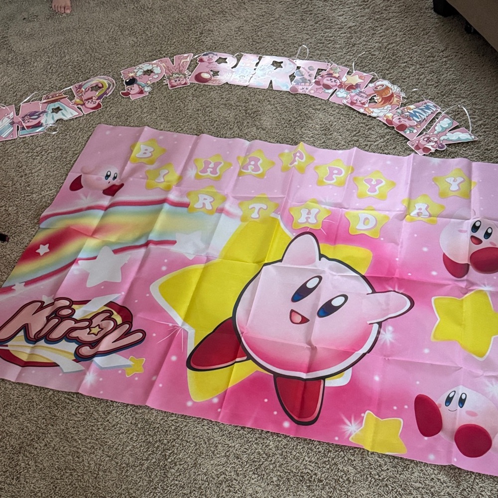 Kirby Pink Birthday Banner